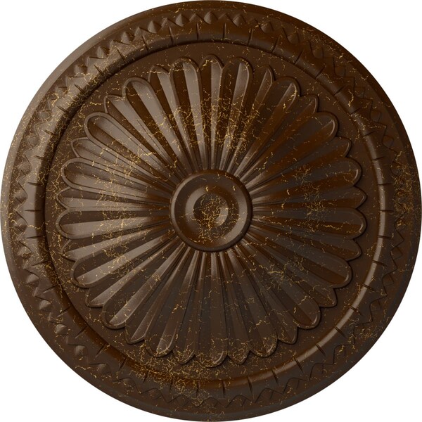 Ekena Millwork Alexa Ceiling Medallion (Fits Canopies up to 3"), Hand-Painted Root Beer Crackle, 15"OD x 1 3/4"P CM14AXRBC - main